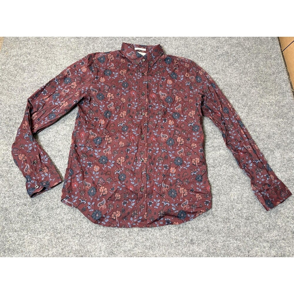 Ben Sherman Shirt Mens M Brown Long Sleeve Floral Stretch Button-Up Casual